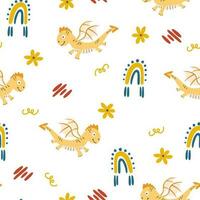 dino sans couture motifs. parfait pour tissu, textile, scrapbooking et plus. bébé vecteur illustration de marrant dessin animé personnage