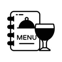 menu carte avec une verre de boisson montrant concept icône de Hôtel menu carte dans branché style vecteur