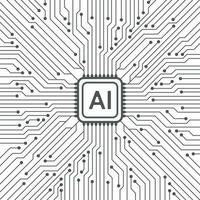 artificiel intelligence circuit ligne style. machine apprentissage conception. intelligent réseau numérique technologie. ai. vecteur illustration