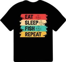 manger sommeil poisson répéter typographie pêche T-shirt conception. pêche vêtements typographie T-shirt conception. vecteur