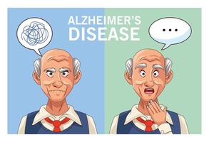 patients âgés de la maladie d'alzheimer avec bulles et gribouillis vecteur
