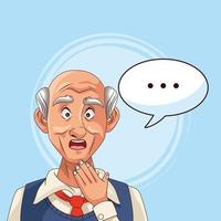 vieil homme patient de la maladie d'alzheimer avec bulle de dialogue vecteur