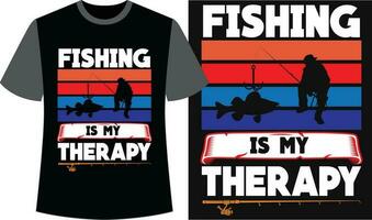 pêche noir T-shirt conception vecteur. pêche vecteur