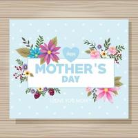 carte de fête des mères heureuse avec cadre de fleurs vecteur