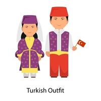 couple de tenue turque vecteur