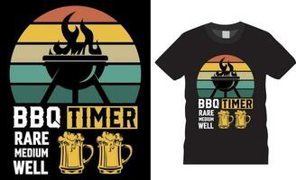 un barbecue minuteur rare moyen bien marrant barbecue prime vecteur T-shirt conception.