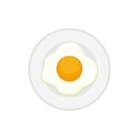 frit Oeuf sur assiette vecteur illustration. ensoleillé côté en haut frit Oeuf avec brillant Jaune joug. omelette pour petit déjeuner plat conception