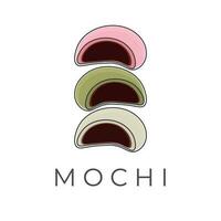 Japonais mochi ligne art illustration logo vecteur