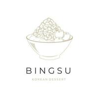 coréen rasé la glace logo Facile vecteur illustration bingsu bingsoo