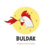 coréen buldak épicé poulet illustration logo vecteur