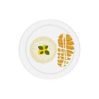 mangue gluant riz vecteur illustration logo sur une blanc assiette