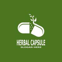 à base de plantes capsule pharmacie logo vecteur illustration