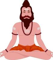 Indien sauge sadhu méditer dans padmasana pose. vecteur