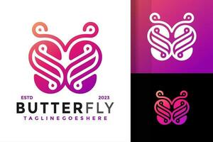lettre s papillon coloré logo vecteur icône illustration