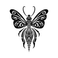 embrasse le unique et fascinant monde de insectes avec cette main tiré tribal tatouage illustration. délicat encore puissant, il capture le essence de transformation et résilience. vecteur