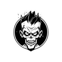 terrifiant zombi main tiré logo conception illustration vecteur
