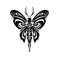embrasse le unique et fascinant monde de insectes avec cette main tiré tribal tatouage illustration. délicat encore puissant, il capture le essence de transformation et résilience. vecteur