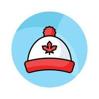 érable feuille sur chapeau montrant concept vecteur de canadien culturel chapeau, personnalisable icône