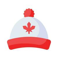 érable feuille sur chapeau montrant concept vecteur de canadien culturel chapeau, personnalisable icône