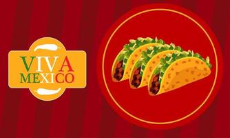 affiche de restaurant de cuisine mexicaine avec lettrage et tacos vecteur