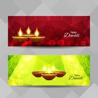 Jeu de bannières Happy Diwali abstraite vecteur