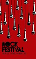 affiche de lettrage rock live festival avec microphones vecteur