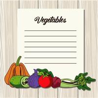 lettrage de légumes dans une note de papier avec des aliments sains vecteur