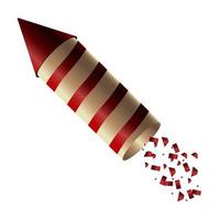 fusée d'artifice avec icône de fête de célébration de confettis vecteur