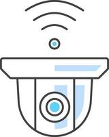 bleu et noir Wifi relier webcam icône dans plat style. vecteur