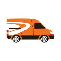 dessin animé livraison un camion van avec courrier isolé sur blanc Contexte. vecteur illustration de Orange un camion livraison. cargaison auto. plat style. côté voir, profil.