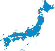 Japon zone carte pays de Japon, carte de Japon zone Plans vecteur illustration
