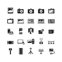 ensemble d'icônes de photographie vecteur solide pour la présentation de l'application mobile du site Web médias sociaux adaptés à l'interface utilisateur et à l'expérience utilisateur