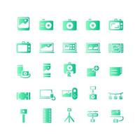 ensemble d'icônes de photographie gradient vectoriel pour site Web présentation d'application mobile médias sociaux adaptés à l'interface utilisateur et à l'expérience utilisateur