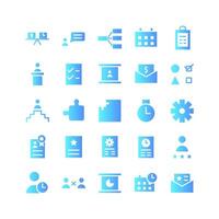 jeu d'icônes de gestion de projet gradient vectoriel pour la présentation de l'application mobile du site Web médias sociaux adaptés à l'interface utilisateur et à l'expérience utilisateur