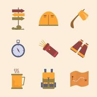 pack d'icônes camping d'été vecteur