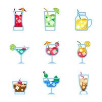 icône de boissons d'été de cocktails vecteur