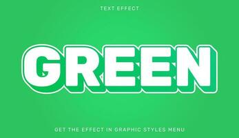 modifiable vert texte effet dans 3d style avec vert et blanc couleurs. texte emblème pour l'image de marque ou affaires logo vecteur