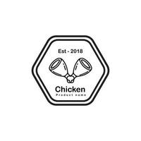 frit poulet logo logo ancien rétro main tiré style, adapté pour nourriture affaires logo vecteur
