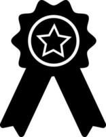 étoile décoré noir et blanc badge avec ruban. vecteur