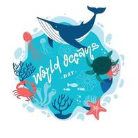 concept de la journée mondiale des océans d'activisme vecteur