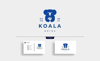 Koala boire une tasse logo icône vector illustration