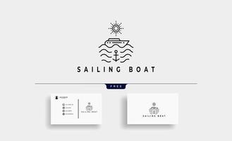 bateau à voile logo insigne ligne vector design illustration