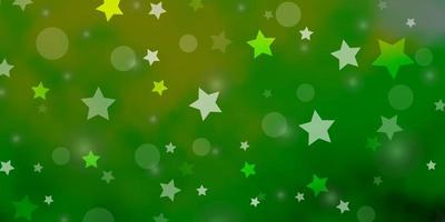 toile de fond de vecteur jaune vert clair avec des étoiles de cercles