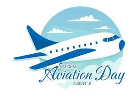 nationale aviation journée vecteur illustration de avion avec ciel bleu Contexte et uni États drapeau dans plat dessin animé main tiré modèles