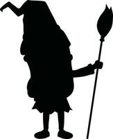 silhouette de effrayant sorcière en portant manche à balai. vecteur