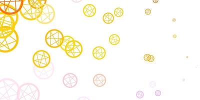 modèle vectoriel jaune rose clair avec des signes ésotériques