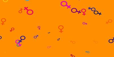 texture vectorielle multicolore légère avec symboles des droits des femmes vecteur