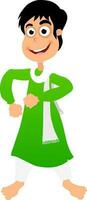illustration de une garçon dans vert et blanc tenues. vecteur