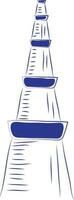 linéaire illustration de qutub minar dans bleu couleur. vecteur