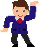 pixel art illustration de homme d'affaire. vecteur